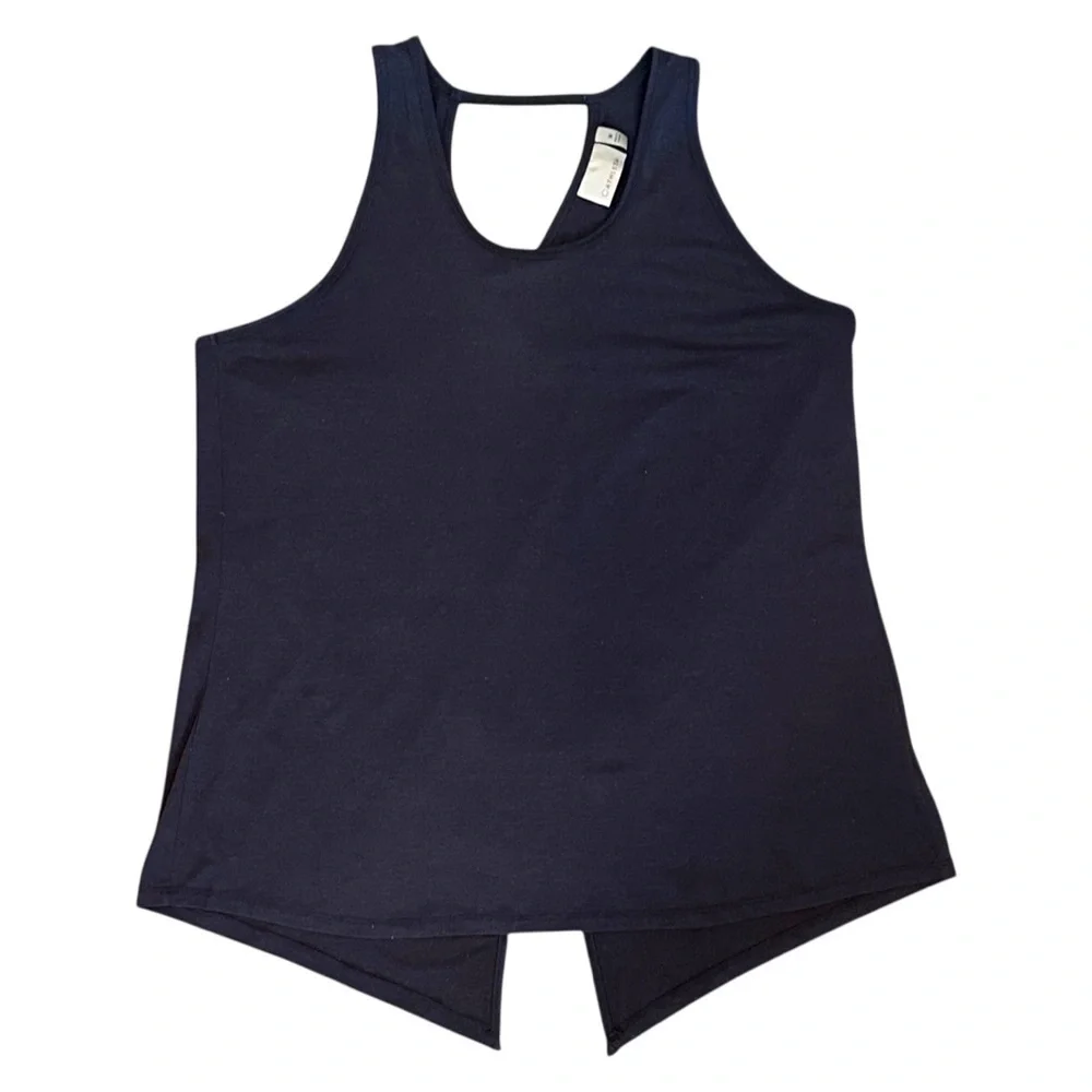 Athleta Essence Vital Tie Back Sleeveless Tank Navy Blue Women’s Medium 161342 - Picture 3 of 6
